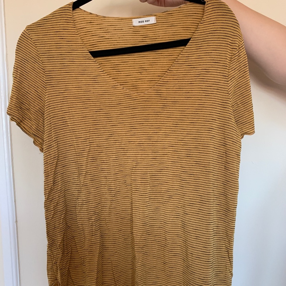 Mustard and navy striped tee